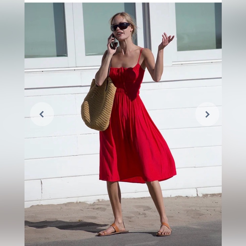 Ciao Lucia Red Spaghetti-Strap Midi Dress